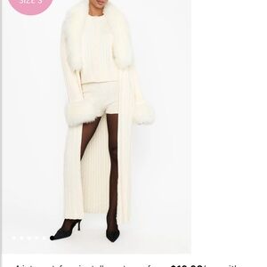 Show Me Your MuMu White Lombardi Long Cardigan With Faux Fur